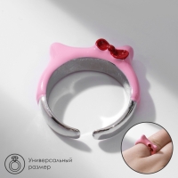 Кольцо «Монстрик» уши с бантиком, цвет розовый в серебре, безразмерное