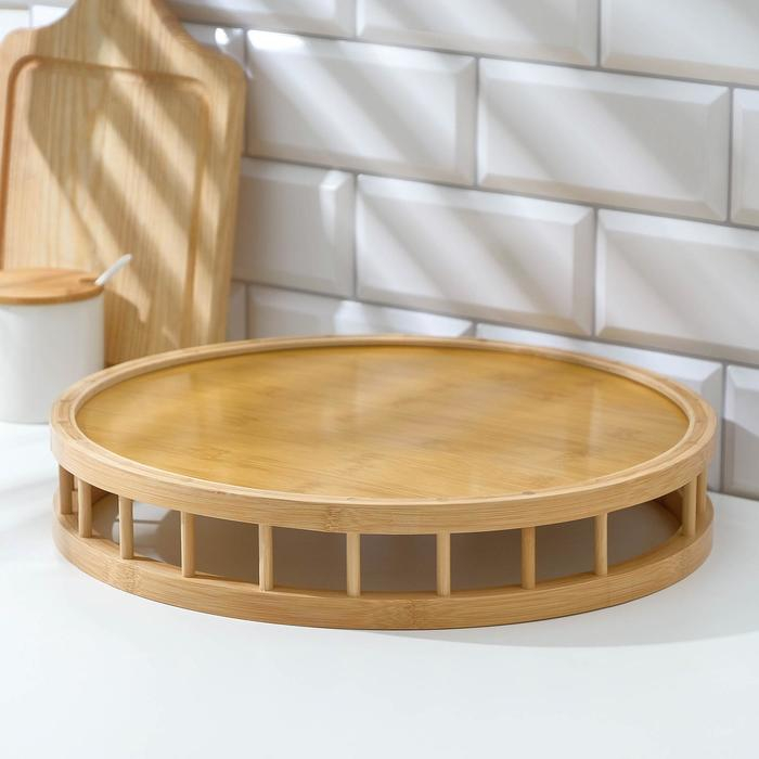 Поднос круглый Доляна Jungle, d=38 см, бамбук Поднос круглый Доляна Jungle, d=38 см, бамбук