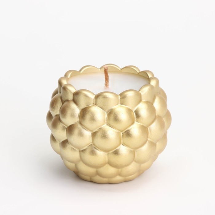Свеча  Свеча "Шар" в подсвечнике с выпуклыми шарообразными гранями из гипса, 8х7 см, золото