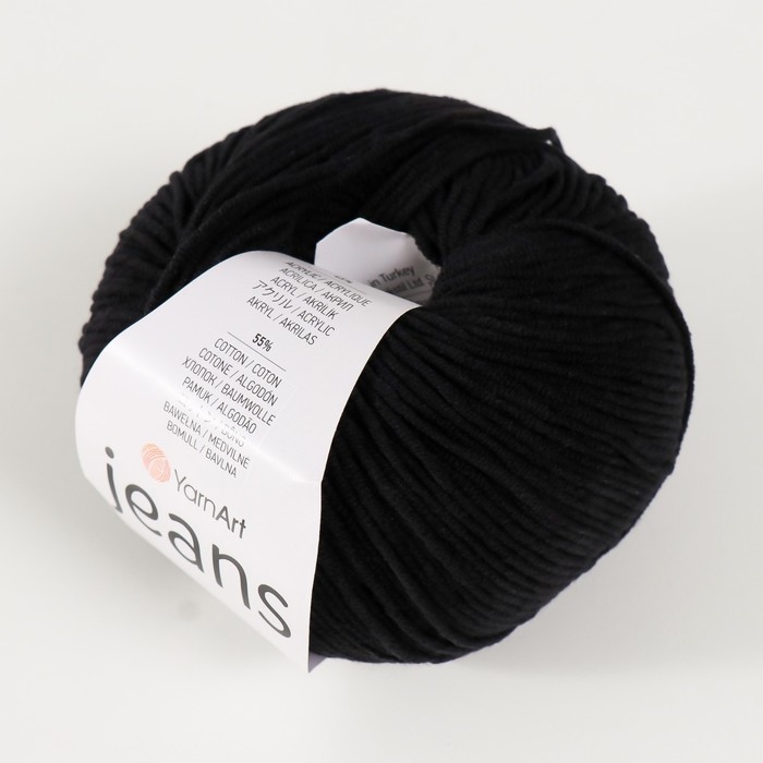 Пряжа Пряжа "Jeans" 55% хлопок, 45% акрил 160м/50гр (53 черный)