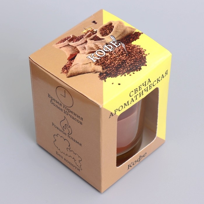 Свеча  ароматическая в стекле 5х6см, Кофе Свеча  ароматическая в стекле 5х6см, Кофе