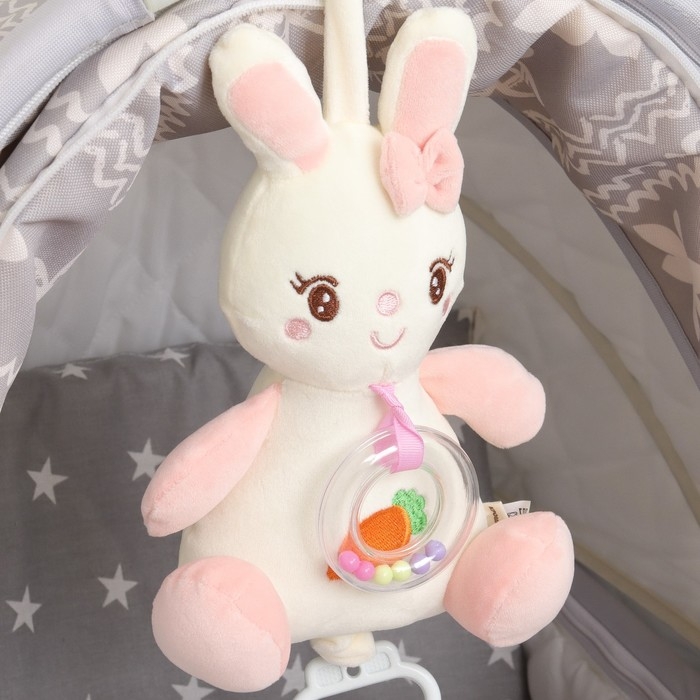 Подвеска музыкальная «Милая зайка», заводная, с погремушкой, на кроватку, коляску, Крошка Я Подвеска музыкальная «Милая зайка», заводная, с погремушкой, на кроватку, коляску, Крошка Я