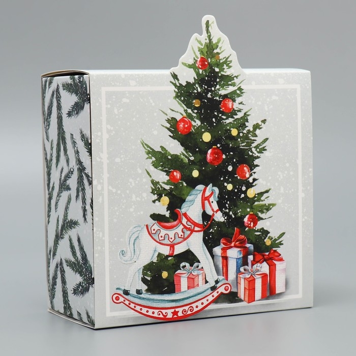 Коробка подарочная новогодняя складная «С новым годом», 15 х 15 х 8 см, Новый год Коробка подарочная новогодняя складная «С новым годом», 15 х 15 х 8 см, Новый год