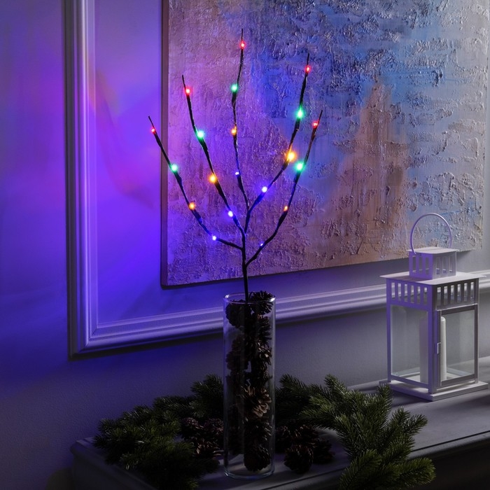 Светодиодная ветка 70 см, 20 LED, коричневая, AAх2 (не в комплекте), свечение мульти Светодиодная ветка 70 см, 20 LED, коричневая, AAх2 (не в комплекте), свечение мульти