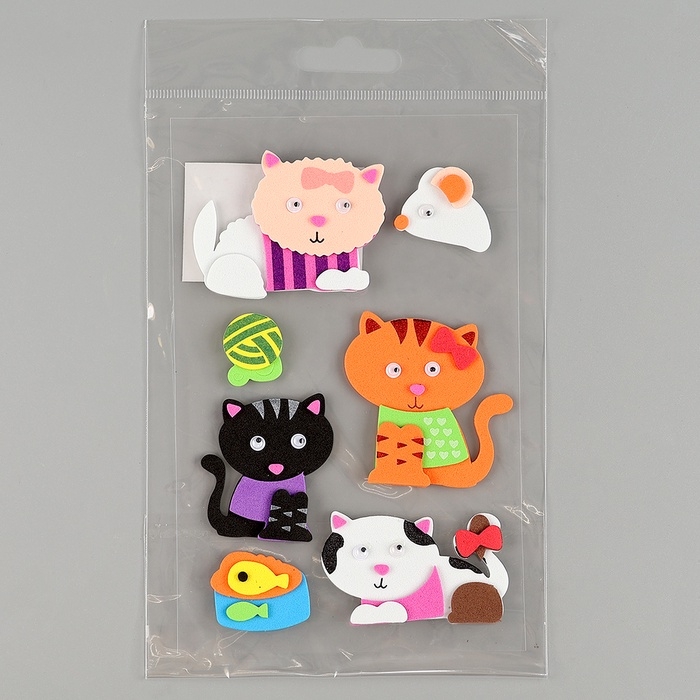 Набор наклеек из EVA  Набор наклеек из EVA "Котики", 7 шт