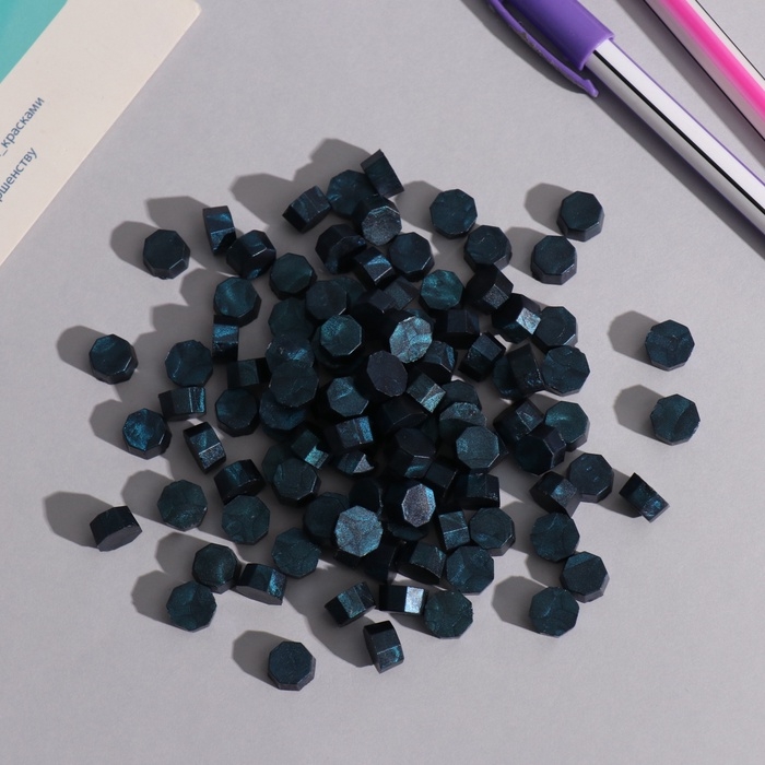 Сургуч в гранулах Сургуч в гранулах "Синий" перламутр набор 100 капсул