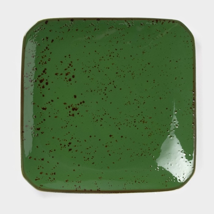 Тарелка керамическая квадратная «Созвездие», d=20 см, цвет зелёный Тарелка керамическая квадратная «Созвездие», d=20 см, цвет зелёный