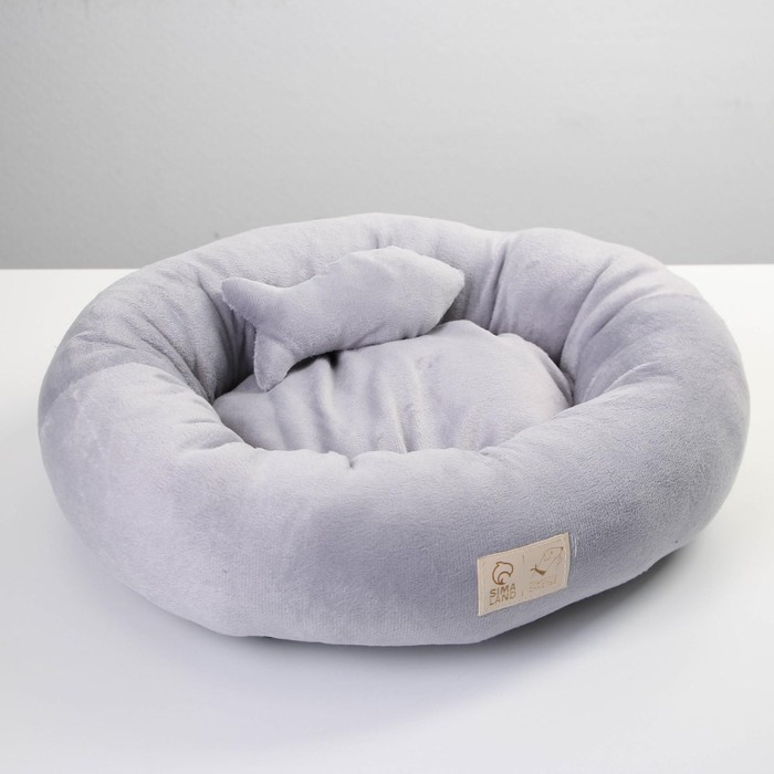 Лежанка с рыбкой, 45х35х11 см, серая Лежанка с рыбкой, 45х35х11 см, серая