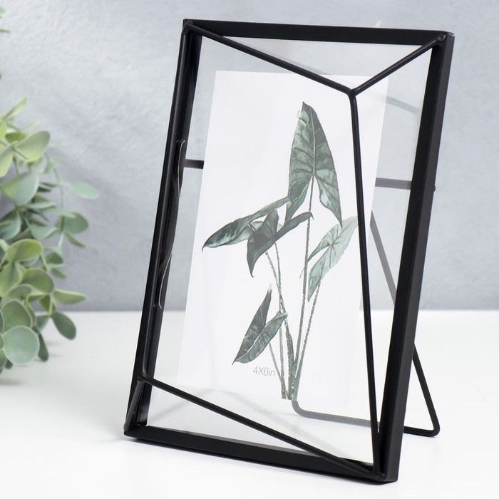 Фоторамка металл на 1 фото 10х15 см Фоторамка металл на 1 фото 10х15 см "Лофт. Преломление углов" чёрная 20х15х3 см