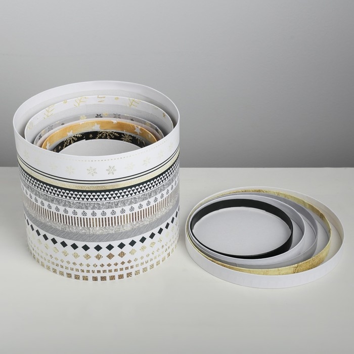 Набор подарочных коробок 5 в 1 «Изморозь», 13 х 14‒19.5 х 22 см 3580137, Новый год