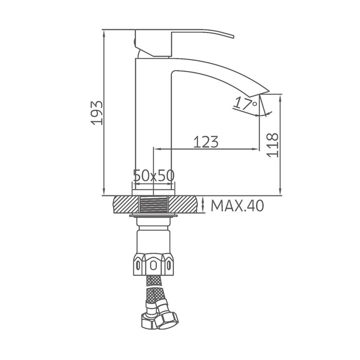 Смеситель для раковины Accoona A9623, однорычажный, с гайкой, хром Смеситель для раковины Accoona A9623, однорычажный, с гайкой, хром