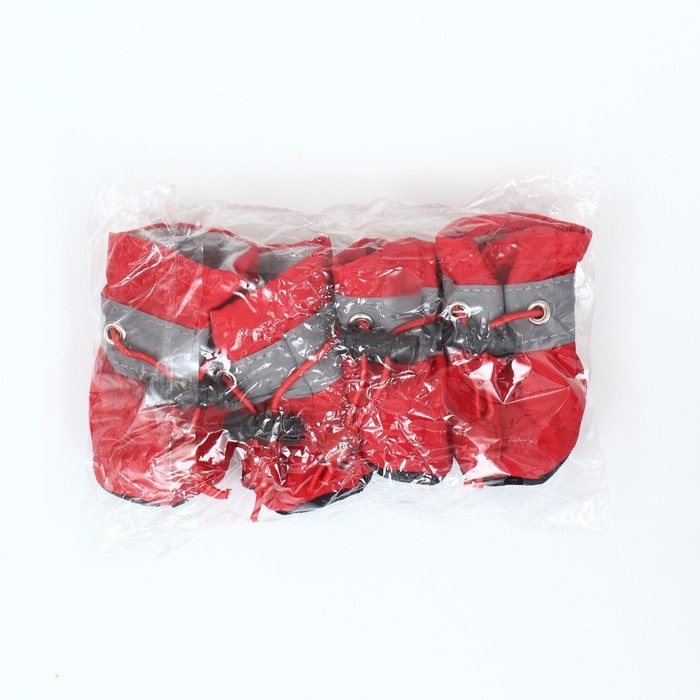 Ботинки для собак "Уют" с утяжкой, набор 4 шт, размер 2 ( 4 х 3 см), красные