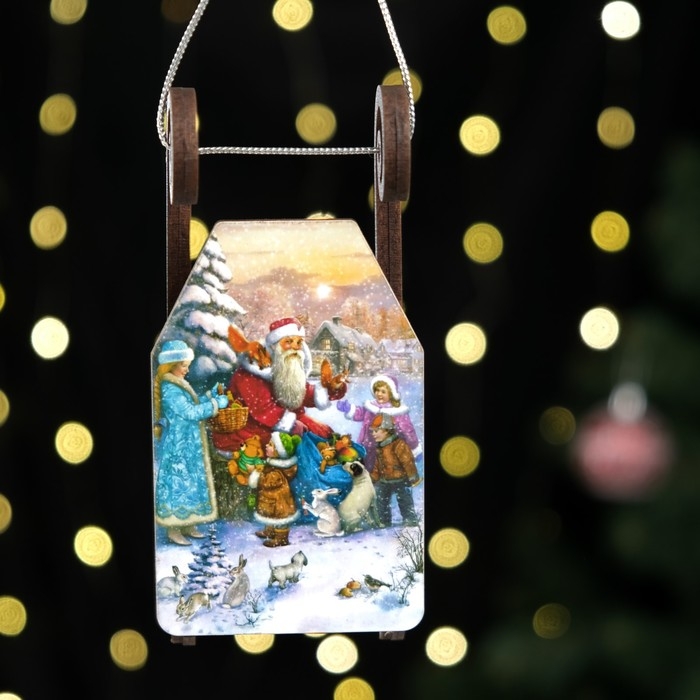 Елочное украшение Елочное украшение "Саночки №8", 12,5 х 6 см