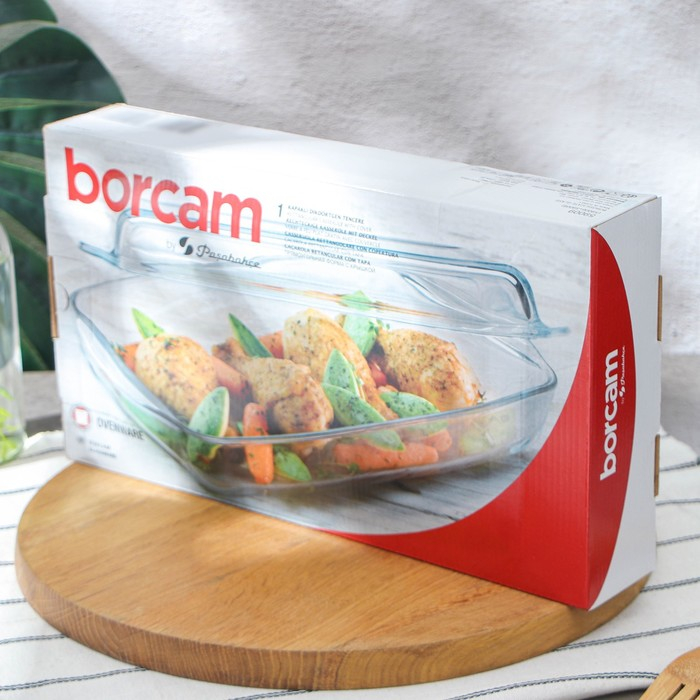 Форма прямоугольная для запекания и выпечки из жаропрочного стекла Borcam, 2 л Форма прямоугольная для запекания и выпечки из жаропрочного стекла Borcam, 2 л