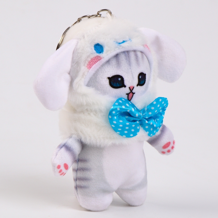 Мягкая игрушка «Котик в шапочке зайки» на брелоке, 12 см Мягкая игрушка «Котик в шапочке зайки» на брелоке, 12 см