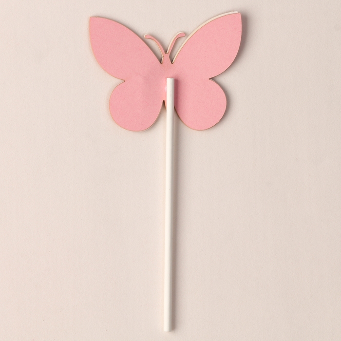 Набор топперов «Блестящие бабочки», набор 5 шт., цвет розовый Набор топперов «Блестящие бабочки», набор 5 шт., цвет розовый