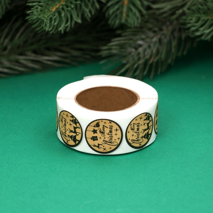 Новый год. Наклейки новогодние в рулоне Новый год. Наклейки новогодние в рулоне "Merry Christmas", 500 шт, 2,5 х 2,5 см.