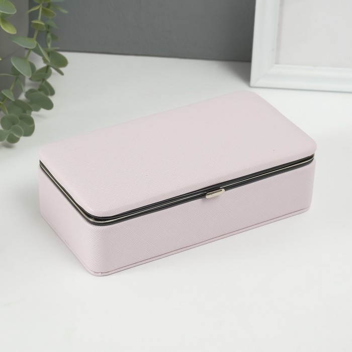 Шкатулка кожзам для украшений Шкатулка кожзам для украшений "Мелкая рябь" бледно розовая 10х18х6 см