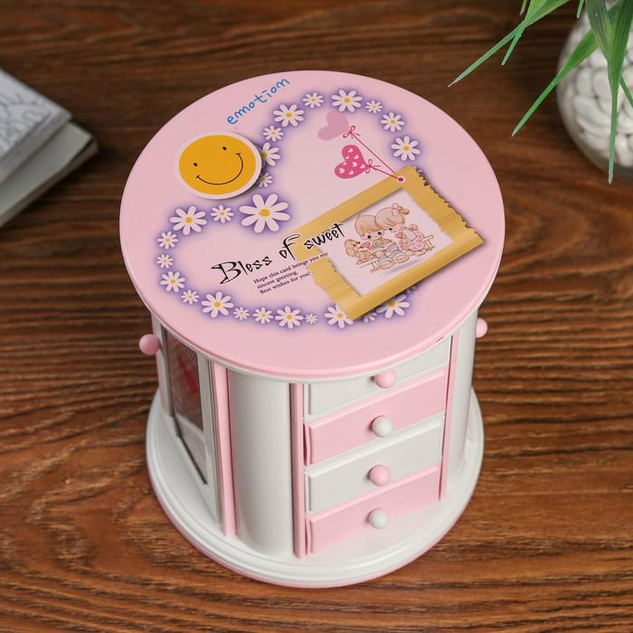 Шкатулка музыкальная круглая механическая 17х15 см Шкатулка музыкальная круглая механическая 17х15 см