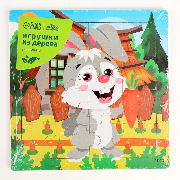 Деревянный пазл «Заяц», 15 х 15 х 0,6 см