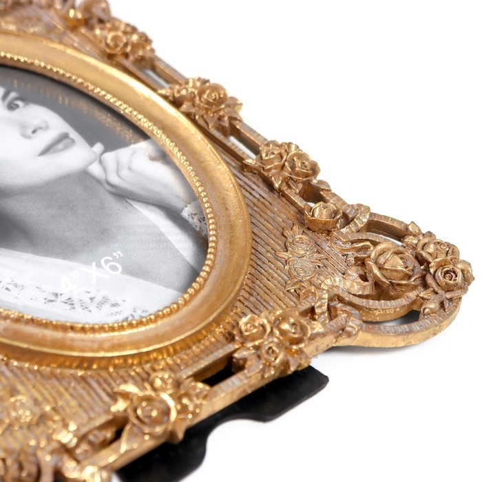 Фоторамка полистоун 10х15 см Фоторамка полистоун 10х15 см "Цветение роз" золото 18х25 см