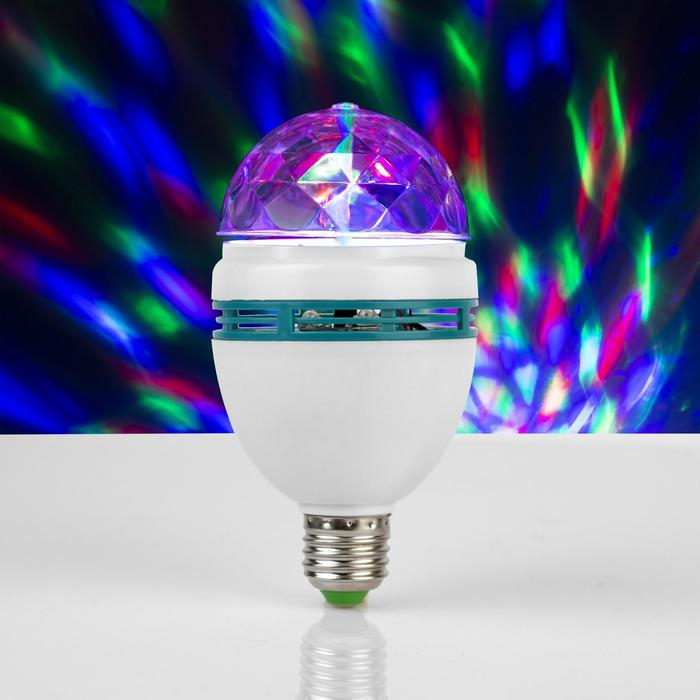 Световой прибор «Хрустальный шар» 8 см, Е27, свечение RGB Световой прибор «Хрустальный шар» 8 см, Е27, свечение RGB