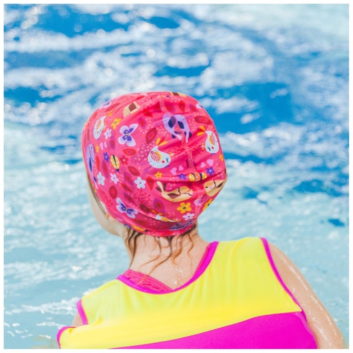 Шапочка для плавания детская ONLYTOP «Птички», тканевая, обхват 46-52 см Шапочка для плавания детская ONLYTOP «Птички», тканевая, обхват 46-52 см
