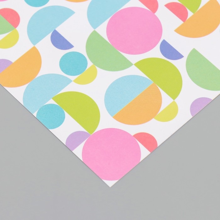 Бумага для скрапбукинга двусторонняя Бумага для скрапбукинга двусторонняя "Змейка и яркие круги" плотность 180 гр набор 10 шт 15,5х17 см