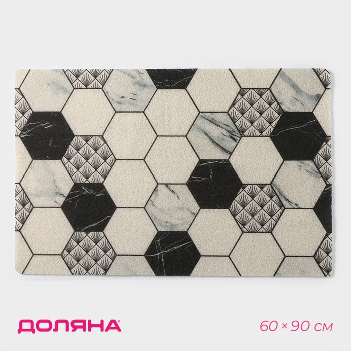 Коврик придверный грязезащитный Доляна «Мрамор», вырезной, 60×90 см, цвет серый Коврик придверный грязезащитный Доляна «Мрамор», вырезной, 60×90 см, цвет серый