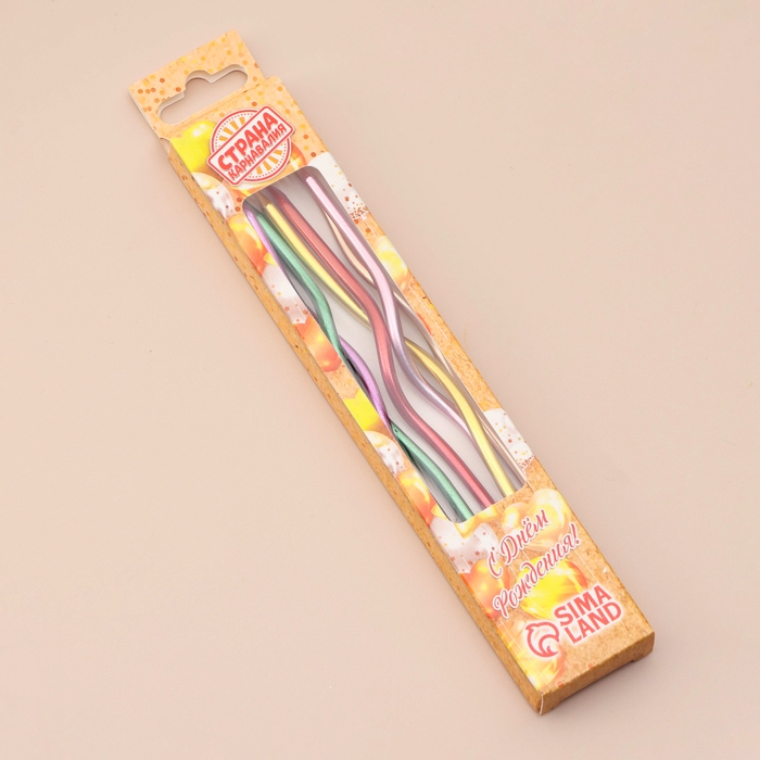 Свечи для торта витые "Серпантин",12 см, 18 шт, коктейльные, разноцветные