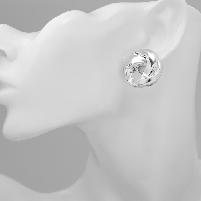 Серьги пластик «Круг» с изгибами, цвет серебро Серьги пластик «Круг» с изгибами, цвет серебро