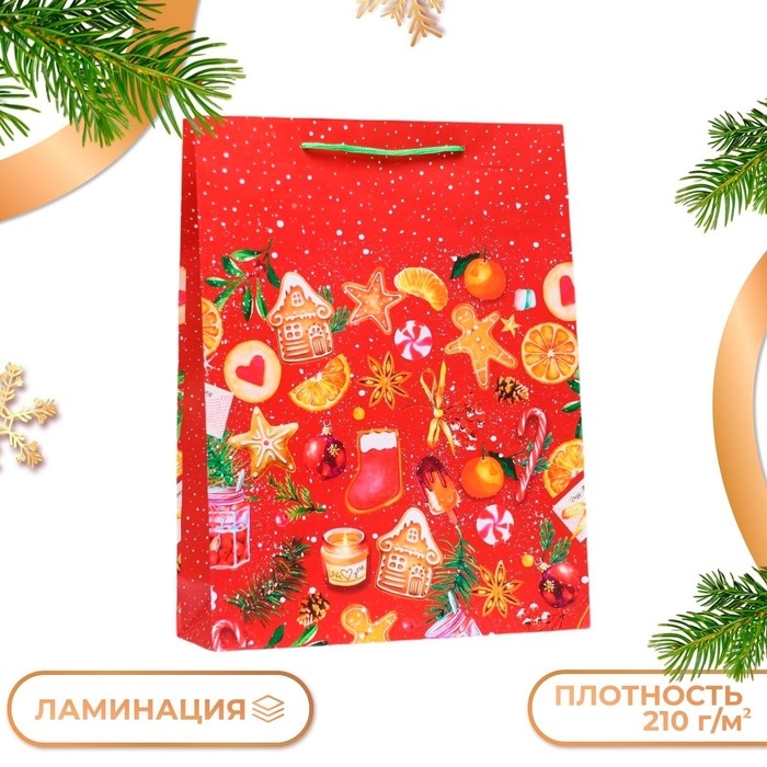 Новый год. Пакет подарочный "Волшебный момент", 33 х 42,5 х 10 см.