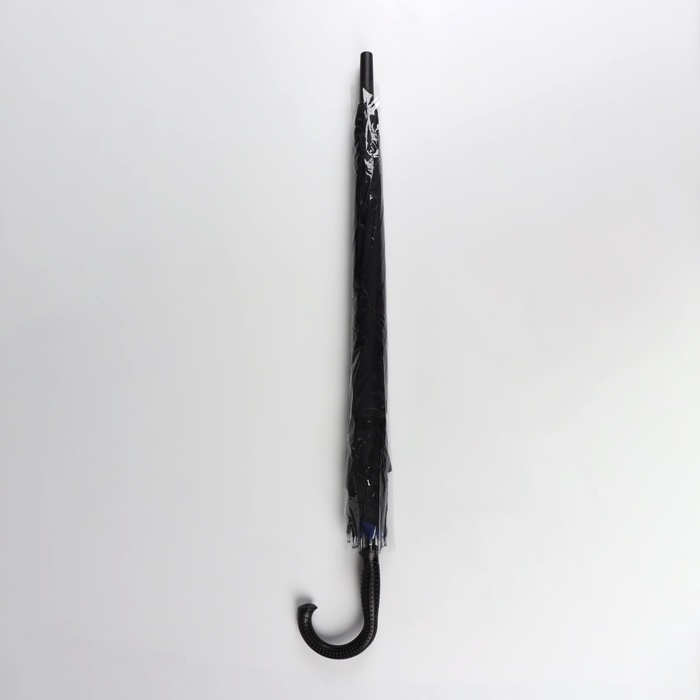 Зонт - трость полуавтоматический «Однотонный», двухслойный, 16 спиц, R = 52/60 см, D = 120 см, цвет чёрный/синий Зонт - трость полуавтоматический «Однотонный», двухслойный, 16 спиц, R = 52/60 см, D = 120 см, цвет чёрный/синий