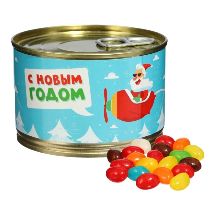 Новый год. Мармеладные бобы  Новый год. Мармеладные бобы "Дед Мороз", в консервной банке, 100 г