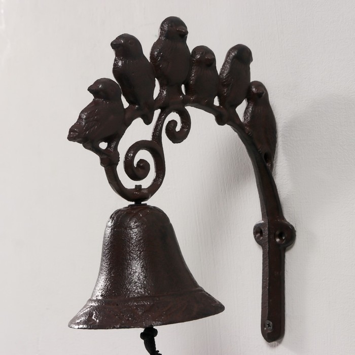 Колокол сувенирный чугун  Колокол сувенирный чугун "Шесть птиц" 21х10х18 см