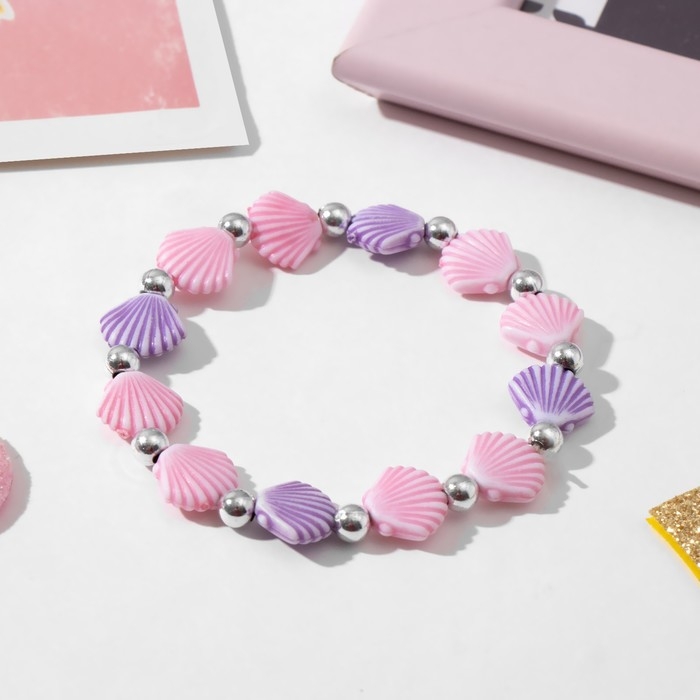 Браслет детский «Выбражулька» ракушка, цвет розово-фиолетовый Браслет детский «Выбражулька» ракушка, цвет розово-фиолетовый