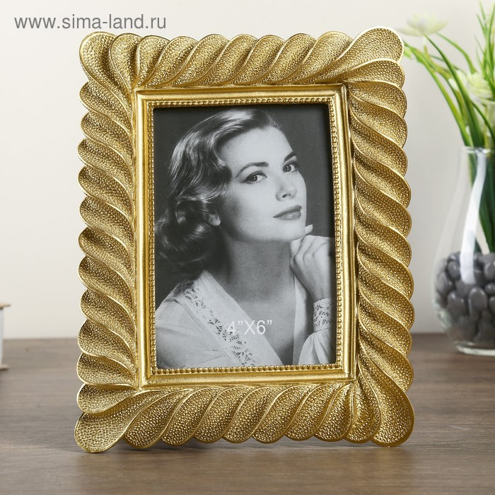Фоторамка полистоун 10х15 см Фоторамка полистоун 10х15 см "Лепестки спираль" золото 22х17 см