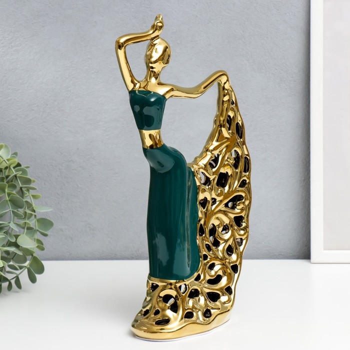 Сувенир керамика  Сувенир керамика "Танец Кармен" тёмно-зелёный с золотом 31х17 см
