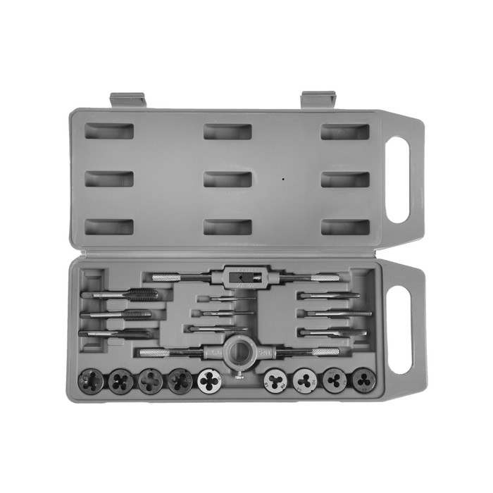 Набор метчиков и плашек ТУНДРА, М3 - М12, 20 предметов Набор метчиков и плашек ТУНДРА, М3 - М12, 20 предметов