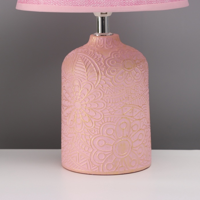 Лампа настольная Лампа настольная "Цветочное поле" 1х40Вт Е14 розовый 20х20х34см