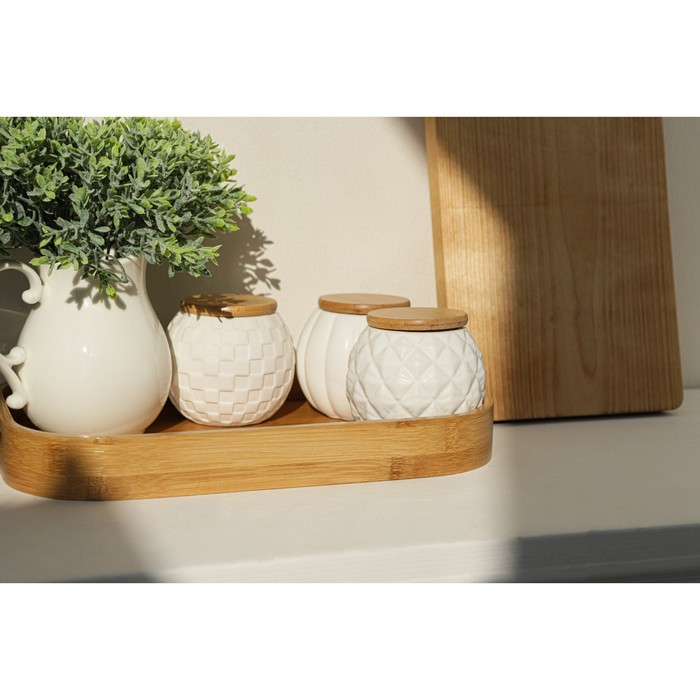 Поднос с ручками Доляна Striata, 33×22×4,8 см, бамбук Поднос с ручками Доляна Striata, 33×22×4,8 см, бамбук