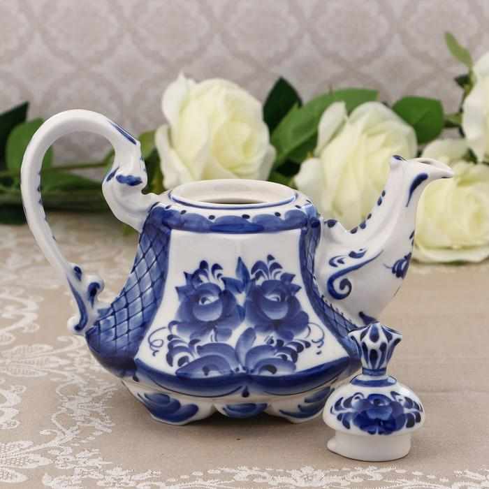 Кофейник «Цветы», H=16 см, гжель Кофейник «Цветы», H=16 см, гжель