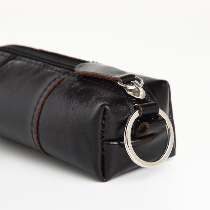 Ключница карманная на молнии, TEXTURA, длина 12,5 см, кольцо, цвет чёрный Ключница карманная на молнии, TEXTURA, длина 12,5 см, кольцо, цвет чёрный