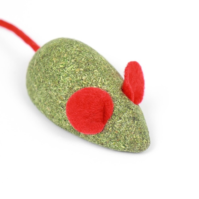 Мышь для кошек из прессованной кошачьей мяты с хвостом из веревки, 4,7 см Мышь для кошек из прессованной кошачьей мяты с хвостом из веревки, 4,7 см