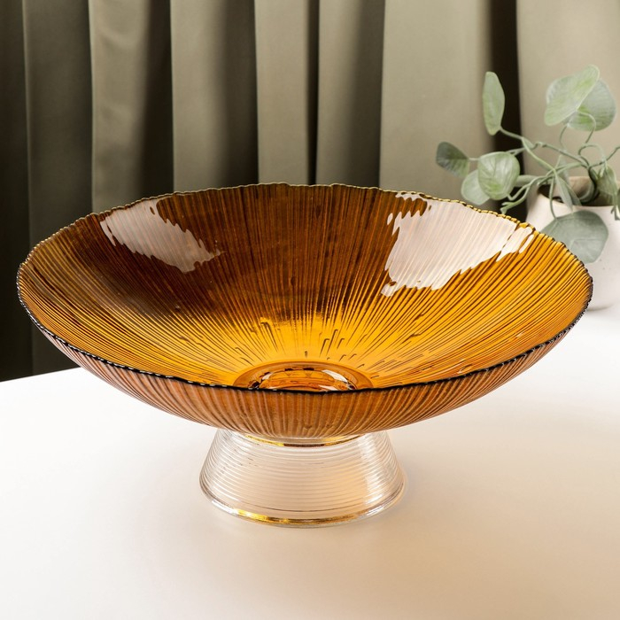 Ваза из стекла для фруктов «Фейверк», 3,7 л, 33×13,5 см, цвет янтарный Ваза из стекла для фруктов «Фейверк», 3,7 л, 33×13,5 см, цвет янтарный