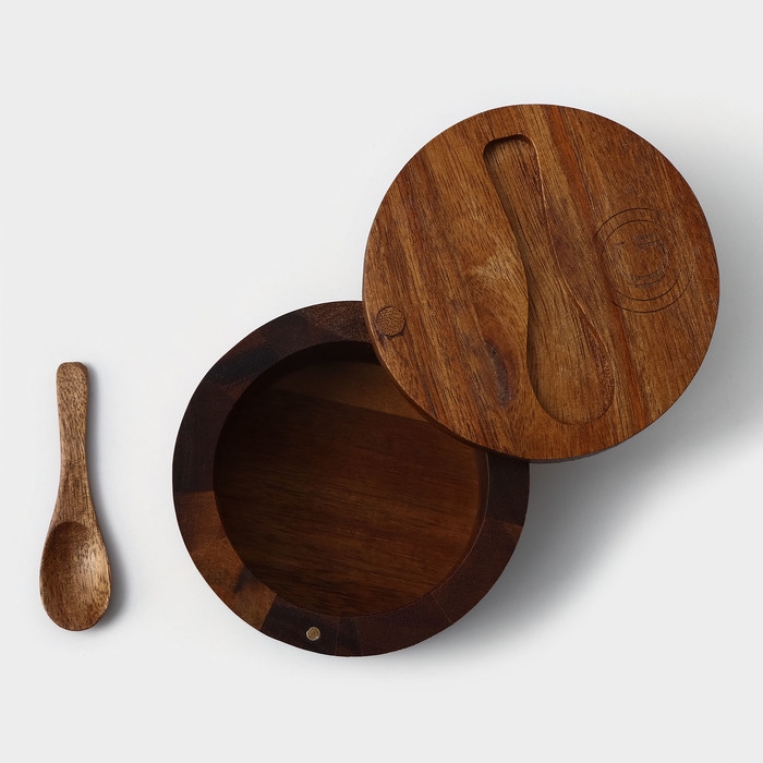 Банка для специй с ложкой, 10×6 см, акация Банка для специй с ложкой, 10×6 см, акация