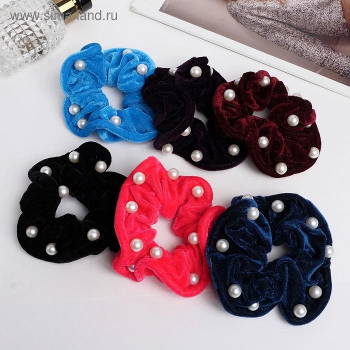 Резинка для волос Резинка для волос "Орбита" бархат жемчужинка, микс