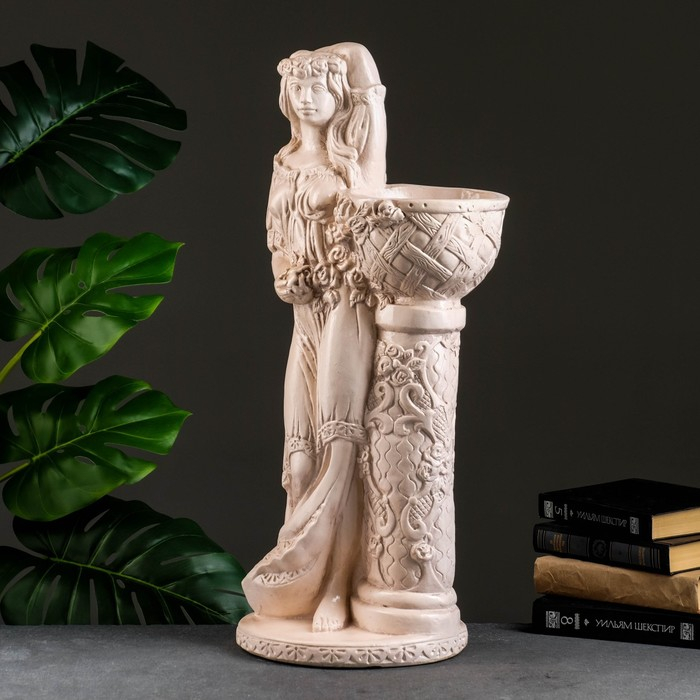 Фигура с кашпо Фигура с кашпо "Девушка у колонны" состаренный 25х64х30см