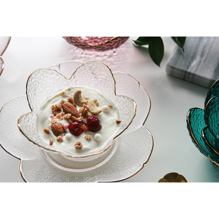 Салатник стеклянный фигурный «Цветок», 150 мл, 12×5 см Салатник стеклянный фигурный «Цветок», 150 мл, 12×5 см