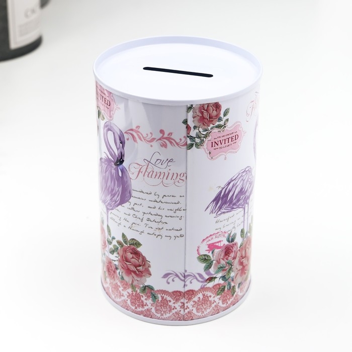 Копилка металл банка Копилка металл банка "Фламинго, цветы и Париж" МИКС 12х8х8 см